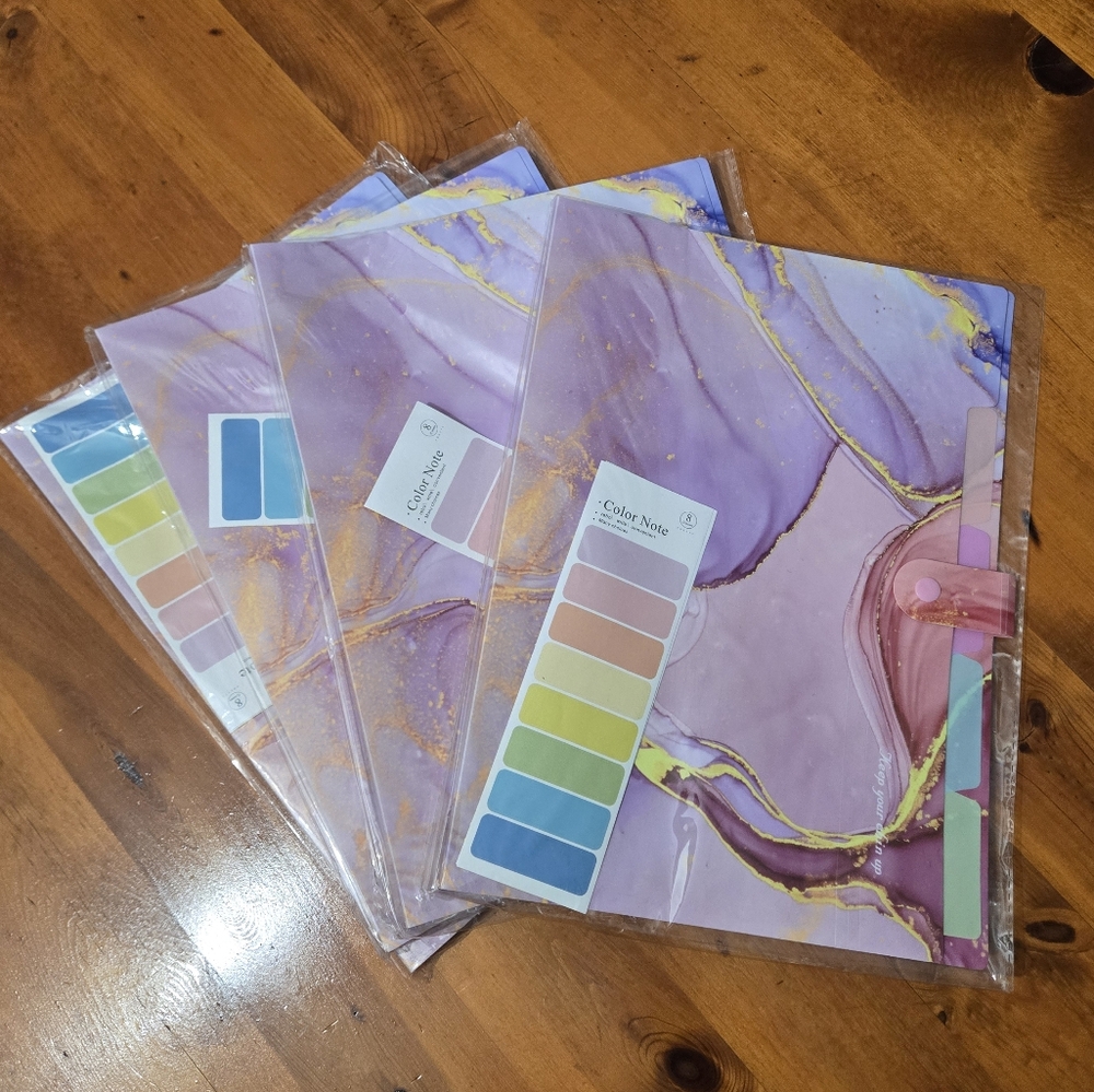 New Bundle Of 4 Expandable Accordion File Folder Pink Gold Marble 4 Tabs